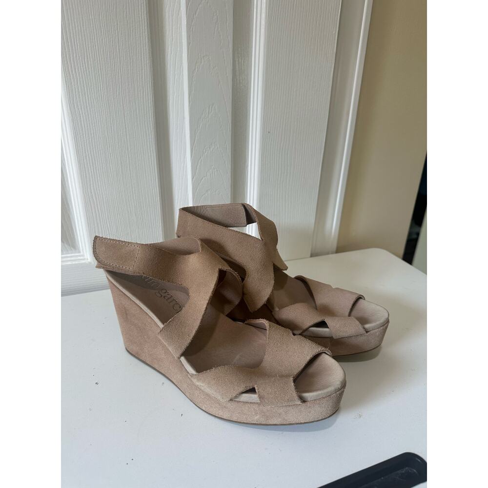 Pedro Garcia Sz 41.5 Women’s Suede Tan Wedge Sandals - Nice, Light Dirt